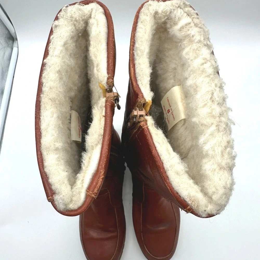 Vintage LL Bean Blondo Brown Leather Shearling Lined Winter Boots Women 8 Canada